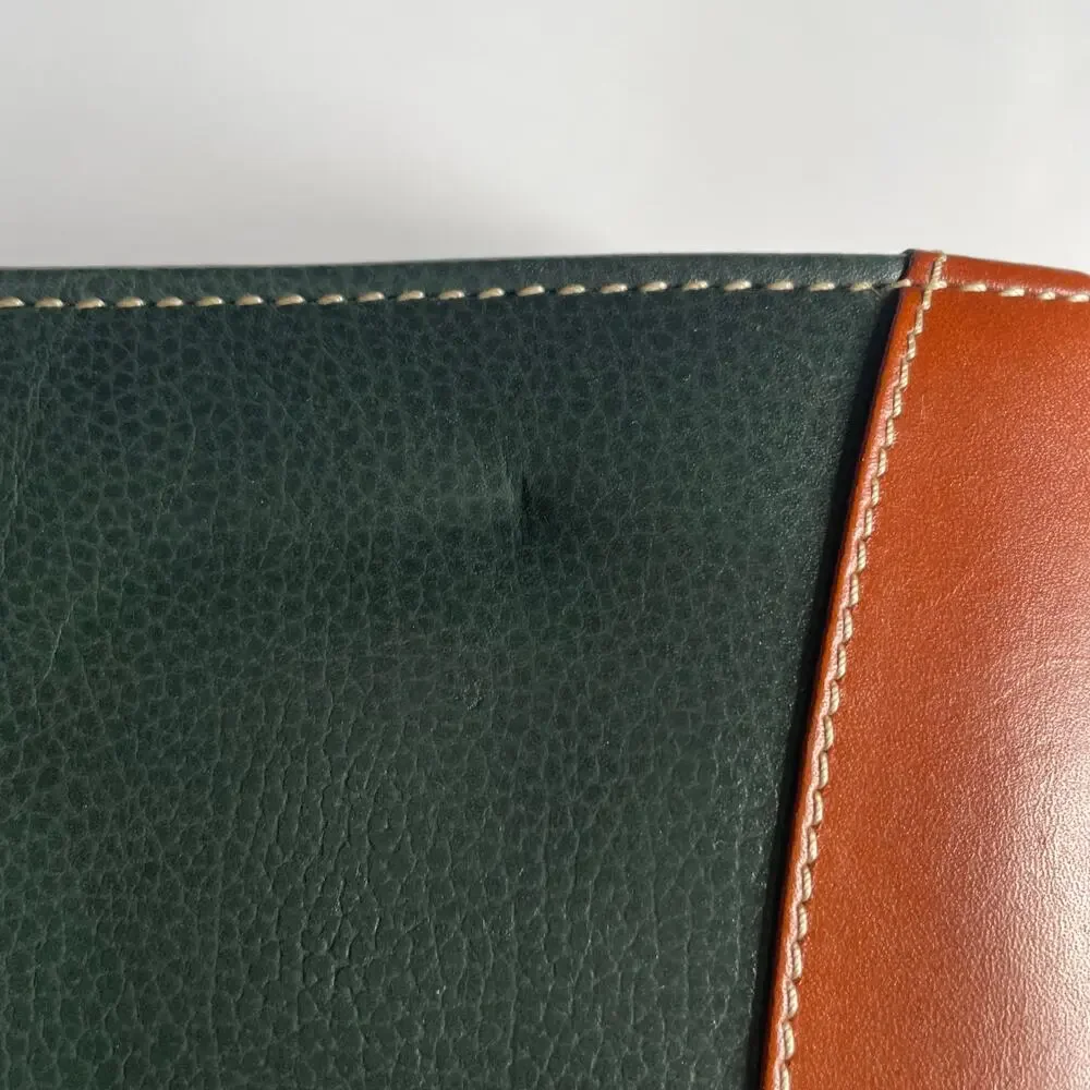 Franklin Quest Verona Leather 7-Ring Planner Binder Green Brown Made in USA
